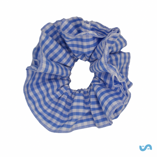 Blue Gingham Scrunchie