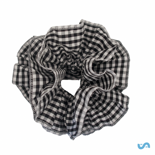 Black and White Gingham Scrunchie